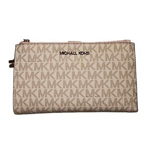 NWT Michael Kors Jet Set Double Zip Wristlet Light Powder Blush